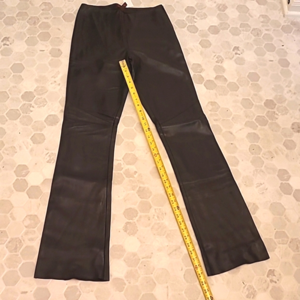 DANIER black leather unhemmed pants